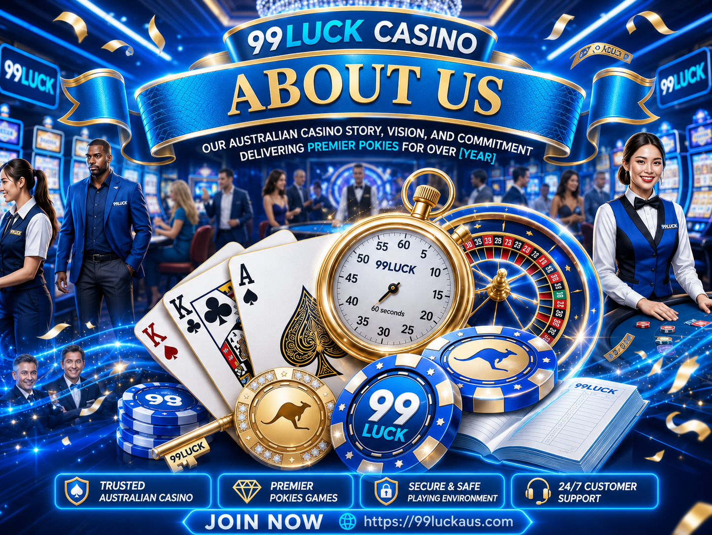 99LUCK premium Australian casino about us visual